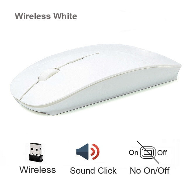 Bluetooth 5.0 + 2.4Ghz Wireless Dual Mode 2 In 1 Cordless Mouse 1600 DPI Ultra-thin Ergonomic Portable Optical Mice