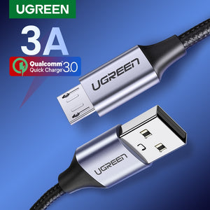 Ugreen Micro USB Cable 3A Nylon Fast Charging USB Type C Cable for Samsung Xiaomi HTC USB Charger Data Cable Mobile Phone Cable