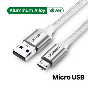 Ugreen Micro USB Cable 3A Nylon Fast Charging USB Type C Cable for Samsung Xiaomi HTC USB Charger Data Cable Mobile Phone Cable